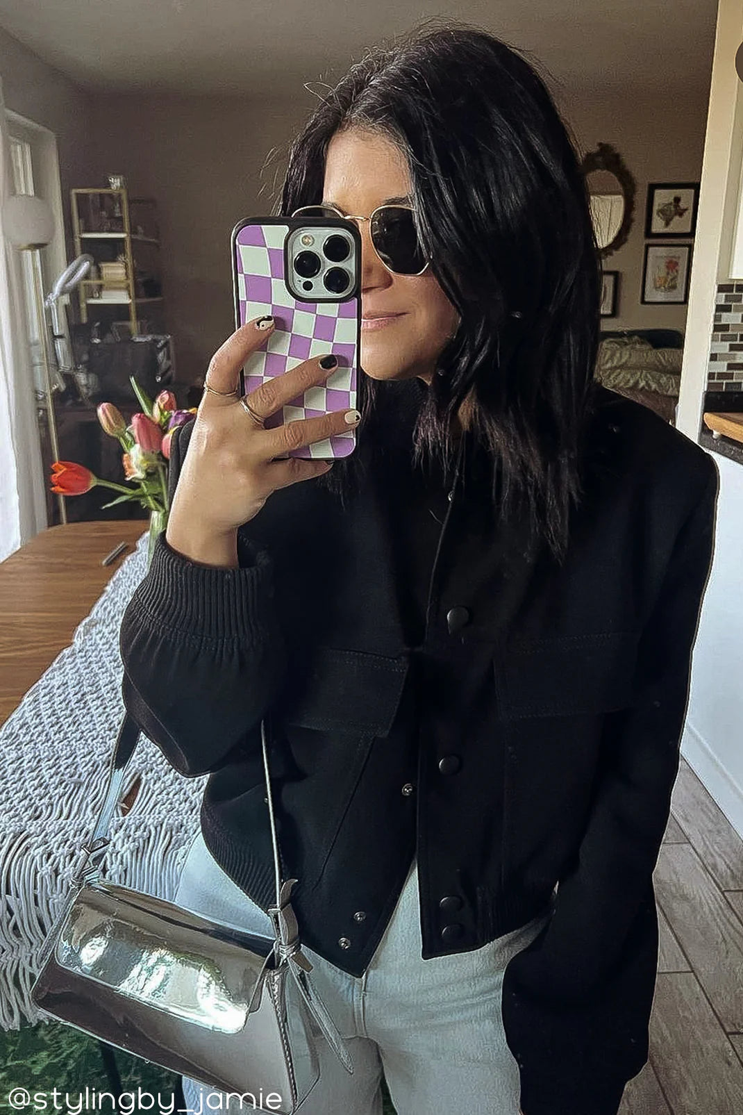 Purple Checkered Glass Case
