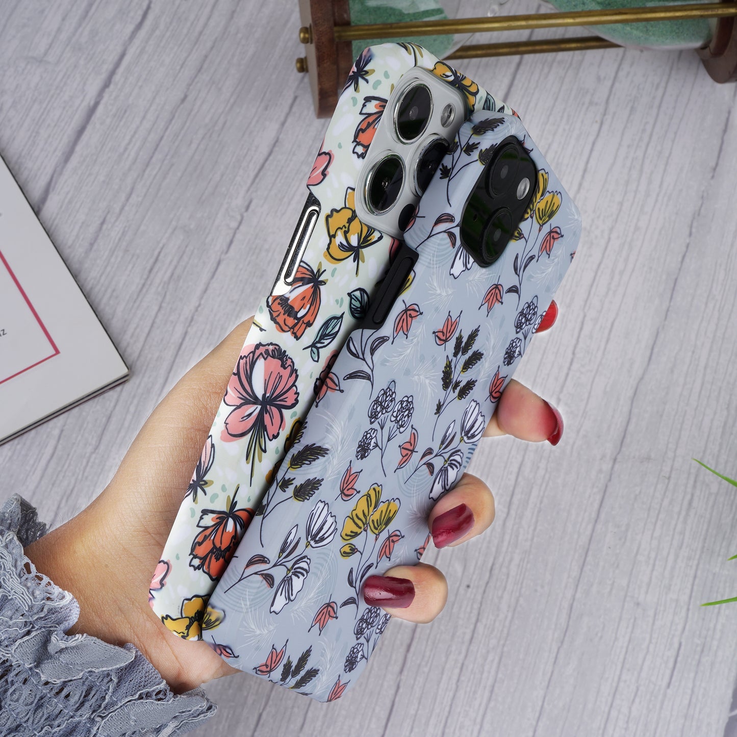 Spring Floral Slim Case Cover With Customised Holder