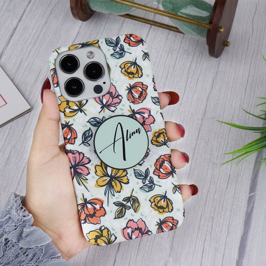 Spring Floral Slim Case Cover With Customised Holder