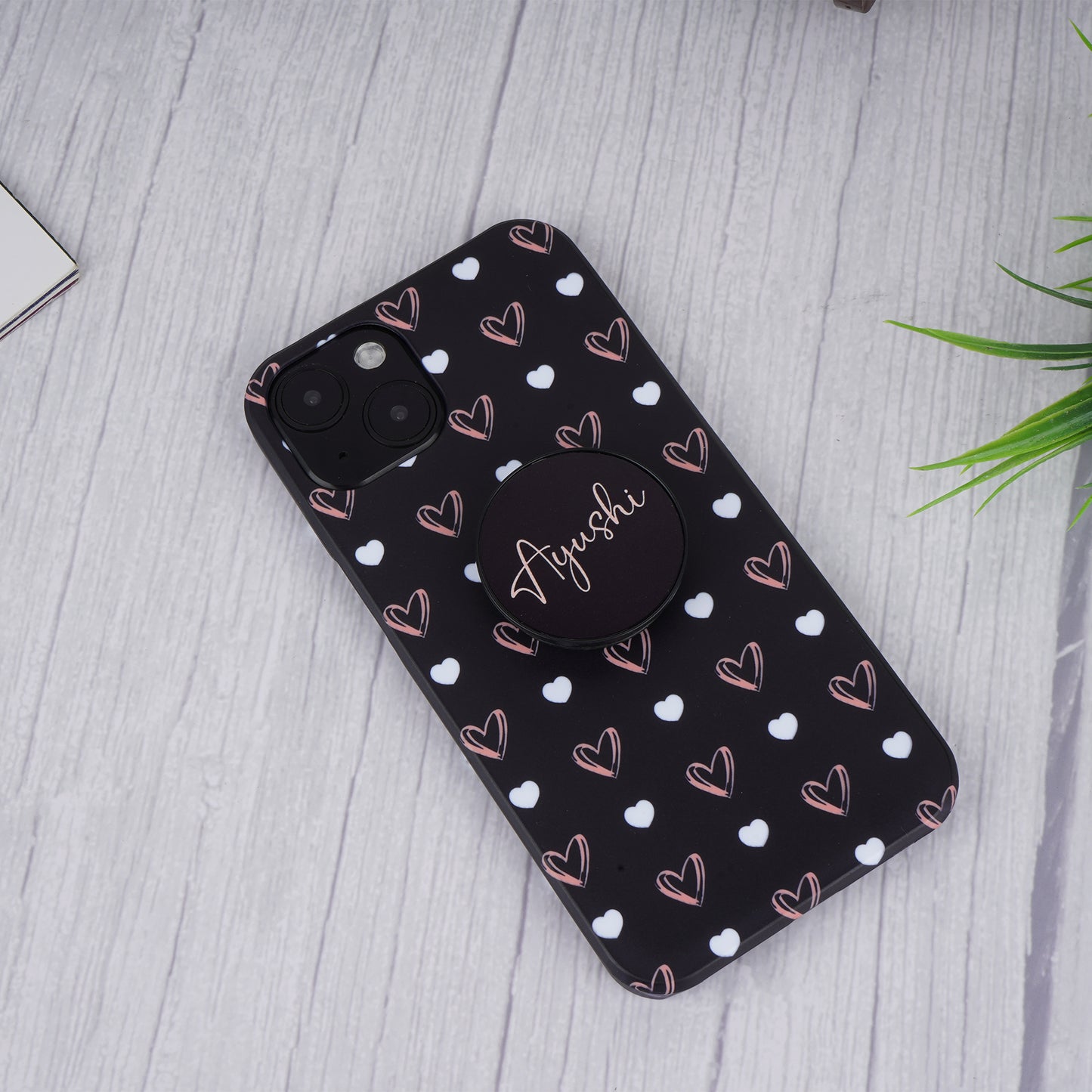 Heart Pattern Slim Case Cover With Customized Holder