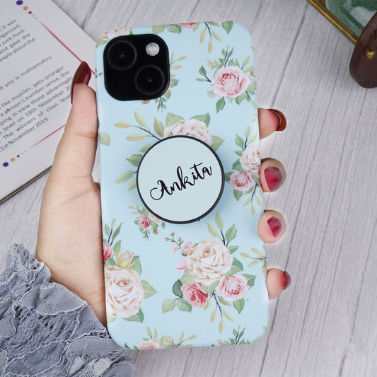 Rose Floral Pattern Slim Case Cover With Custom Holder