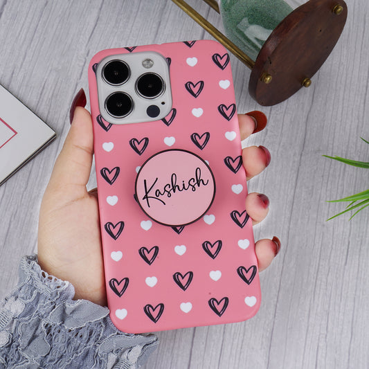 Heart Pattern Slim Case Cover With Customized Holder