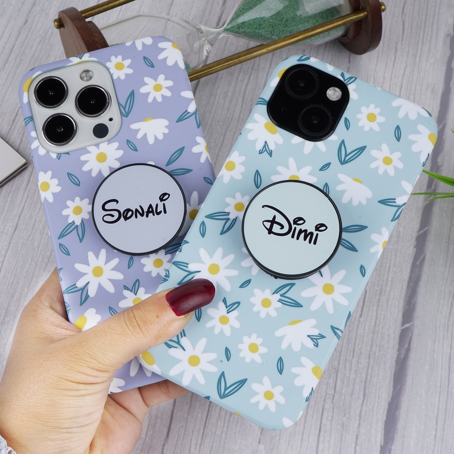 Daisy Floral Slim Case Cover With Customized Holder