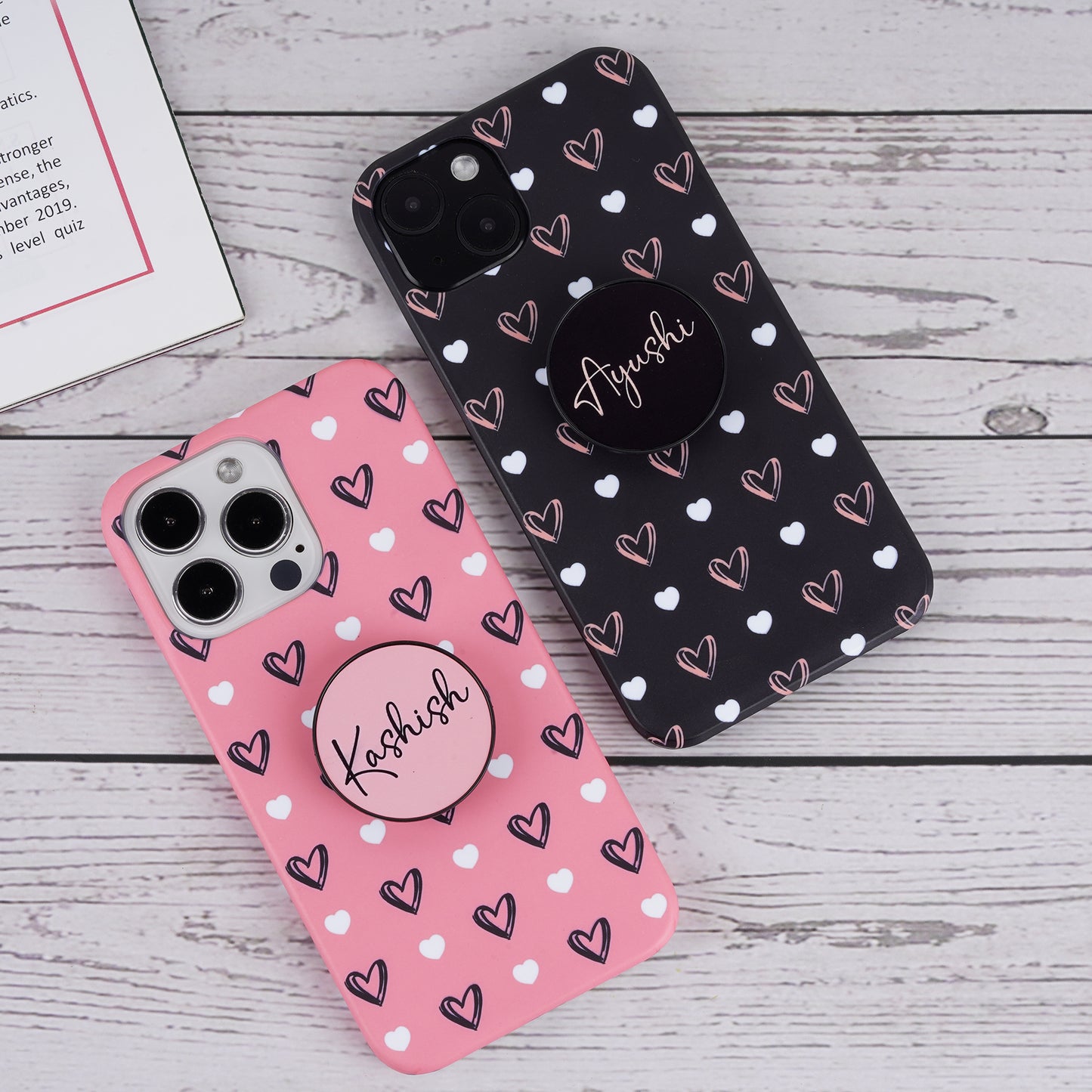 Heart Pattern Slim Case Cover With Customized Holder