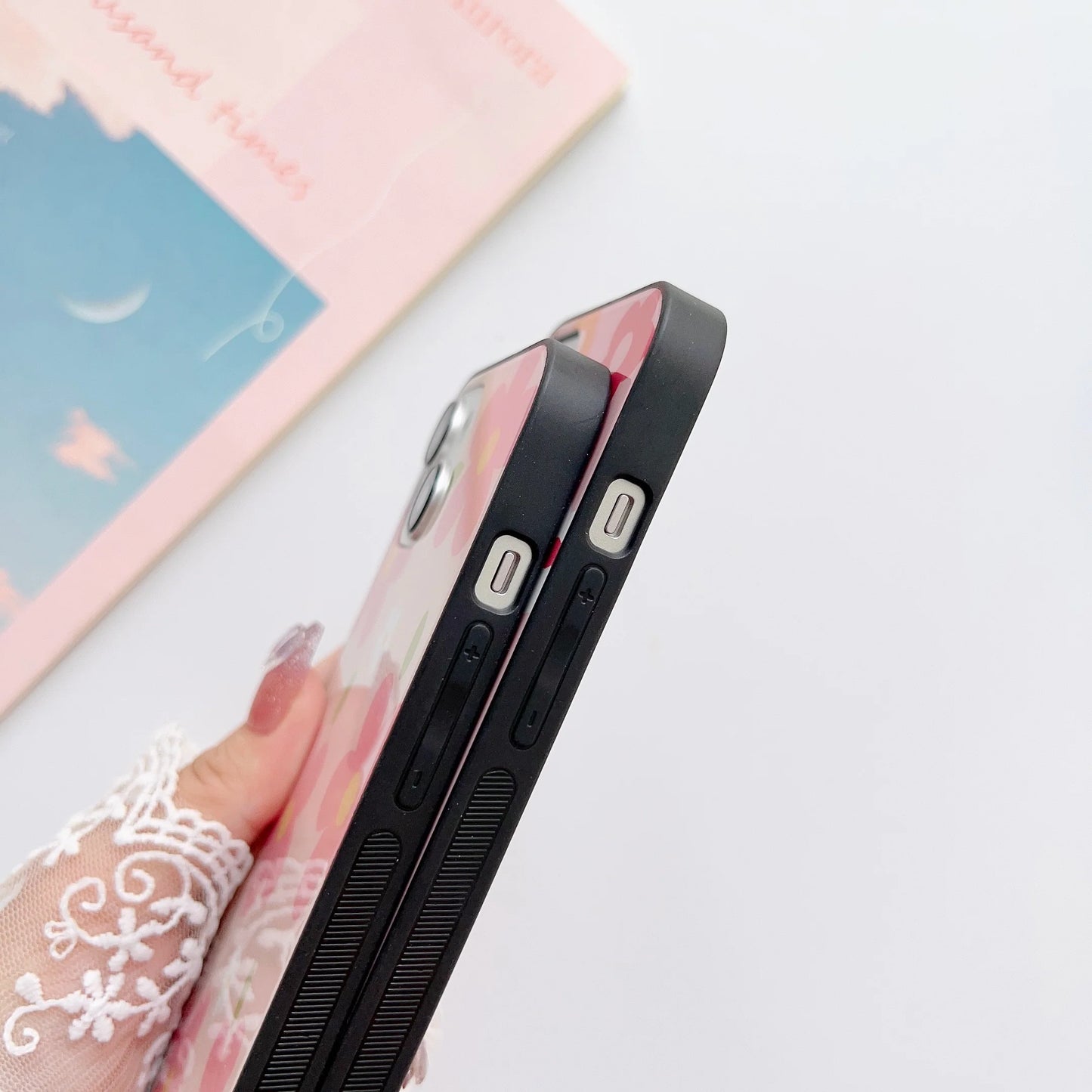 Floral Pattern Designer Glass Case