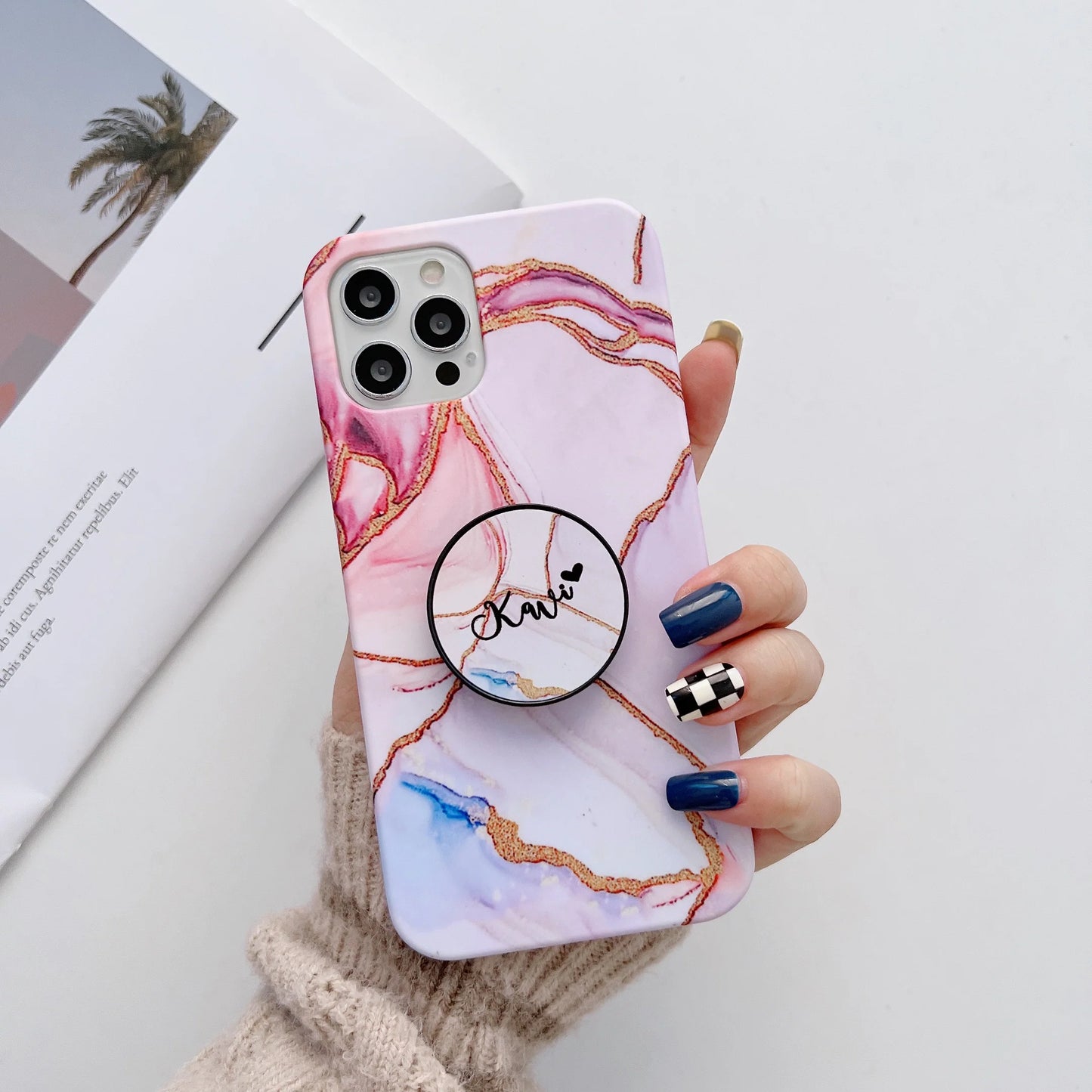 The Gold Veins Slim Case Cover With Custom Holder