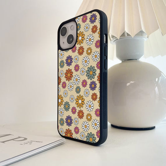 Boho Colourful Flower Glass Case