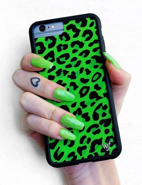 Green Leopard Design Glass Case Cover