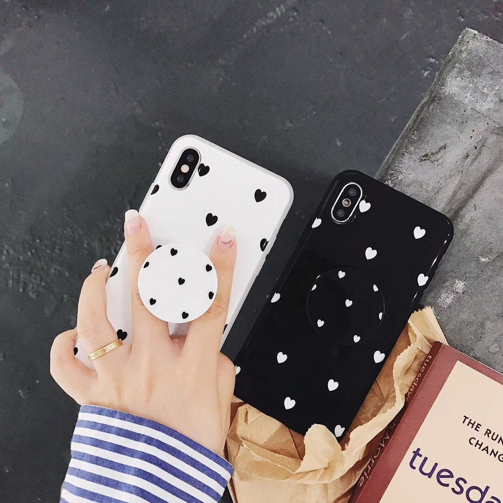 The Black And White Heart Pattern Slim Case Cover With Holder