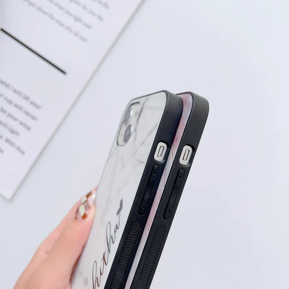 Marble Finish Glass Phone Case