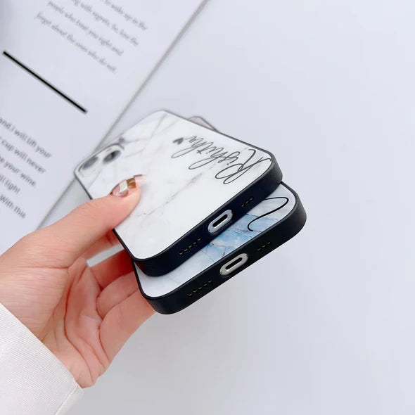 Marble Finish Glass Phone Case