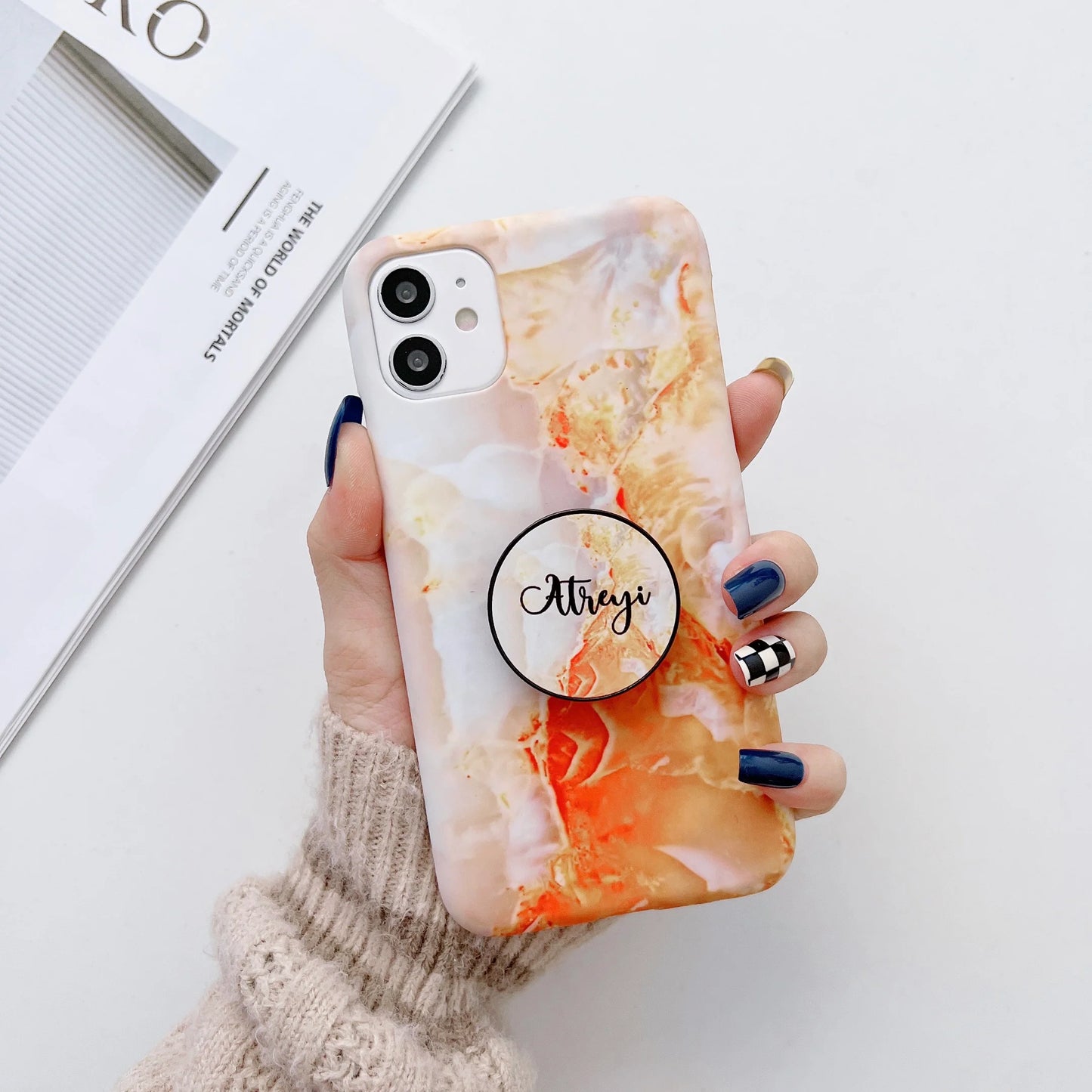 Marble Family Slim Case Cover With Holder In 4 Different Styles