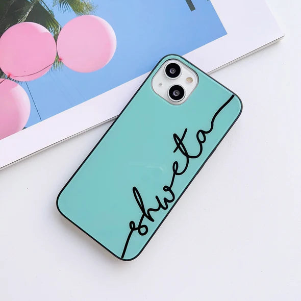 SEA BLUE Custom Name Glass Case