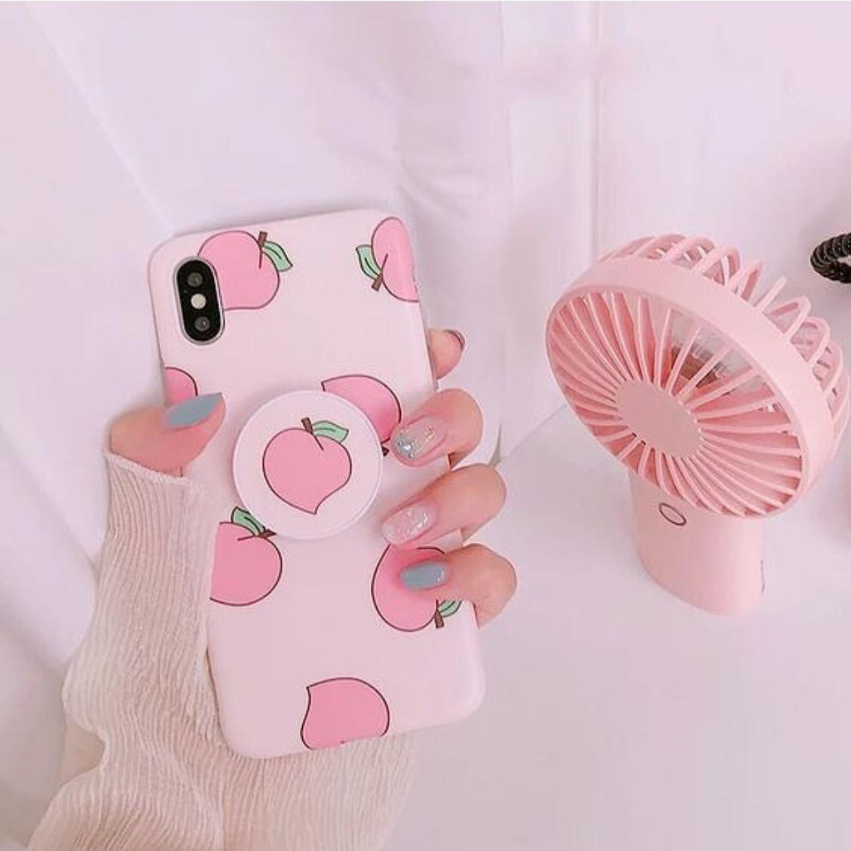 Peach Pattern Case Slim Case Cover With Holder