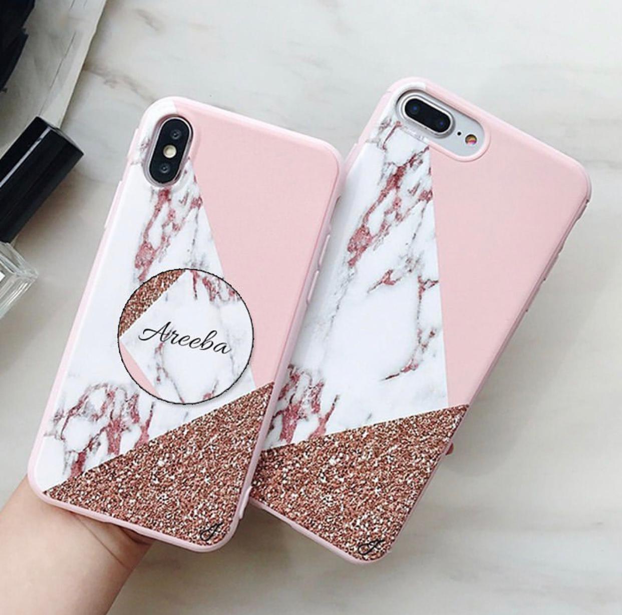 Custom Glitter Marble Slim Case Cover