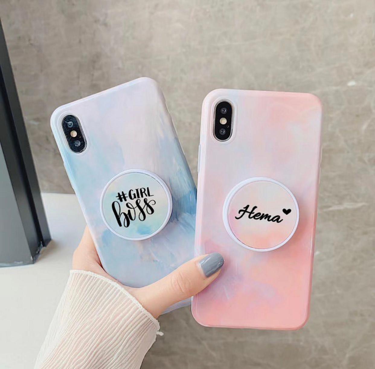 The Blue And Pink Effects Slim Case Cover With Custom Holder