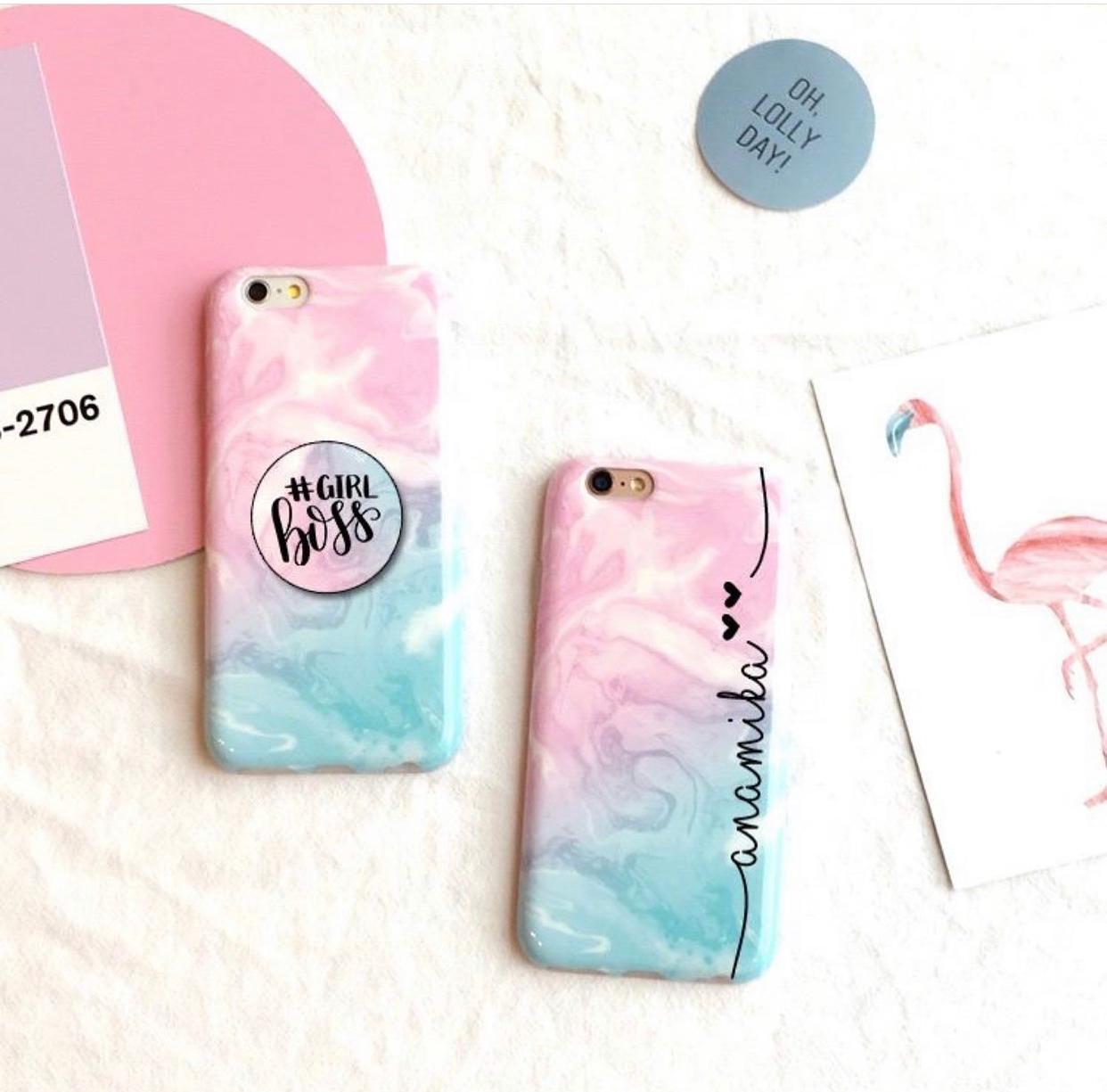 The Holographic Marble Slim Custom Case Cover With Holder