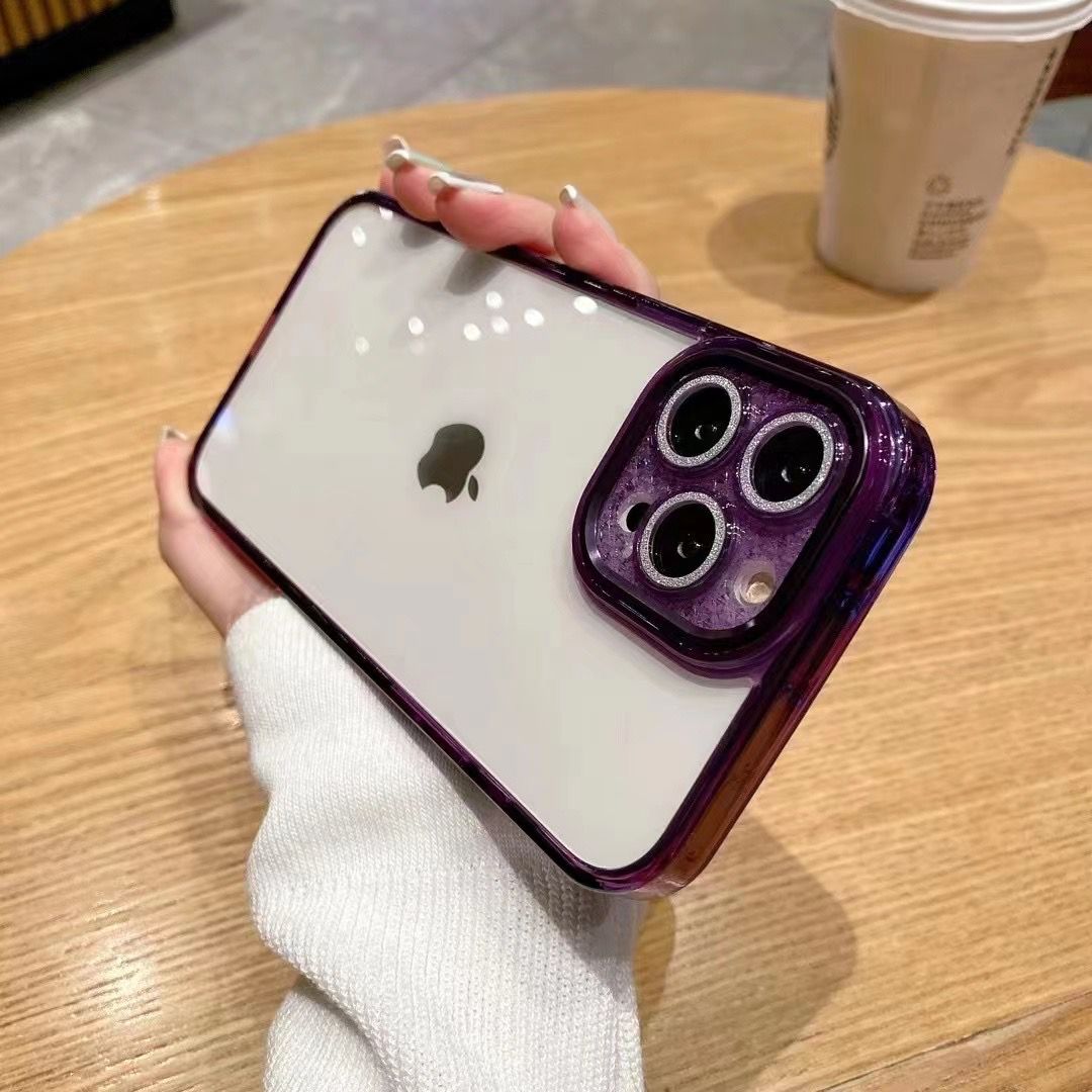 Diamond Camera Lens Clear Bumper Case (PURPLE)