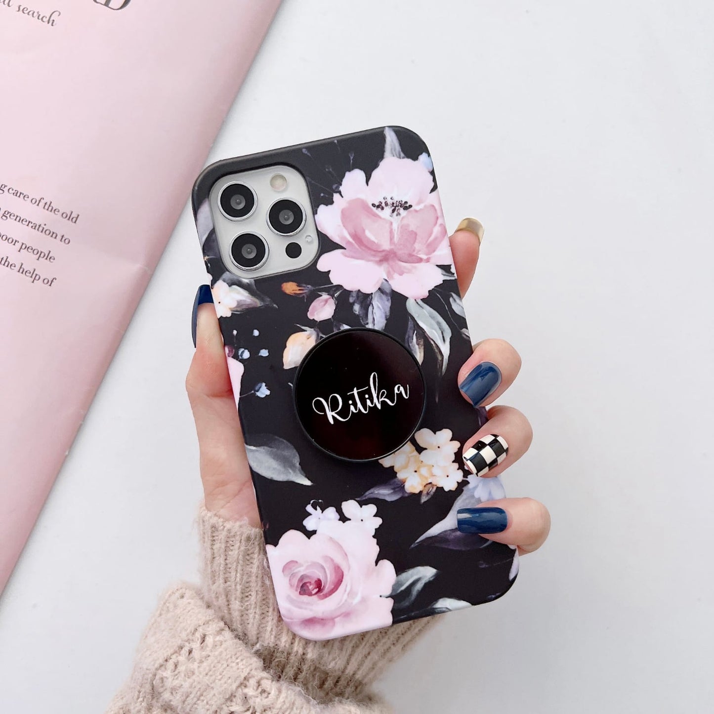 The Floral Threesome Slim Case Cover With Customised Holder