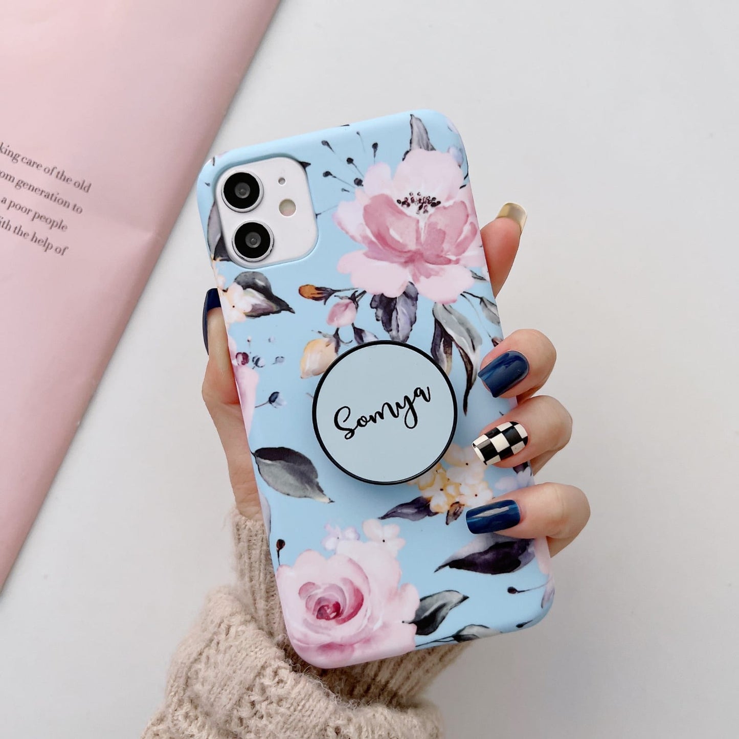 The Floral Threesome Slim Case Cover With Customised Holder