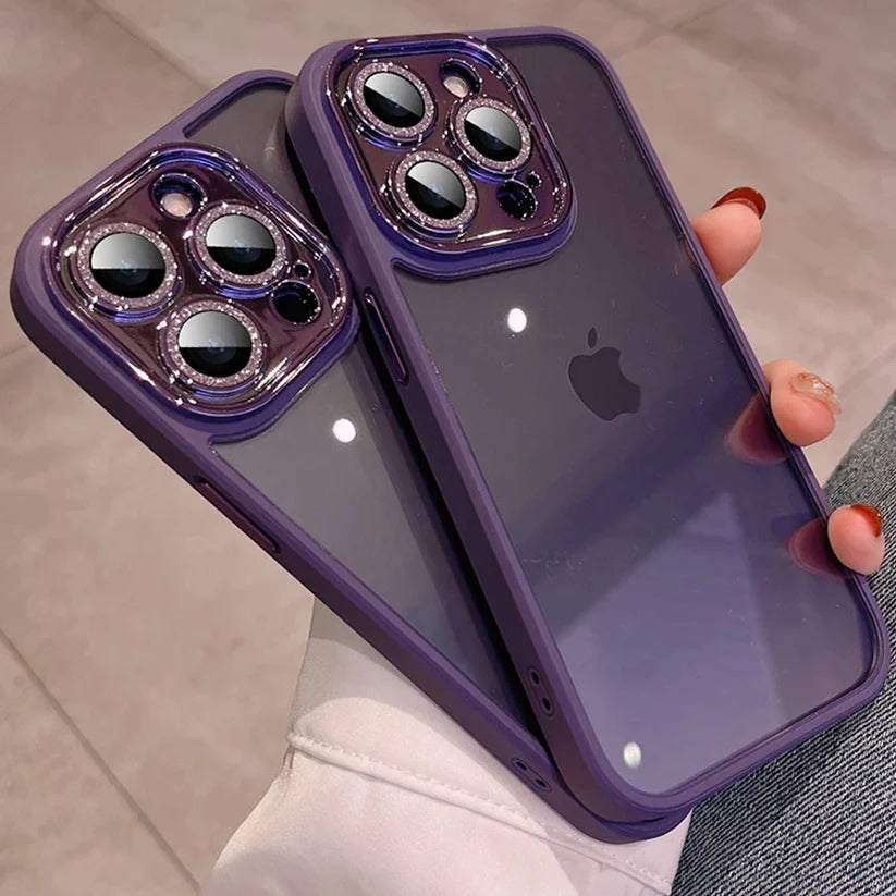 Diamond Camera Lens Clear Bumper Case (PURPLE)