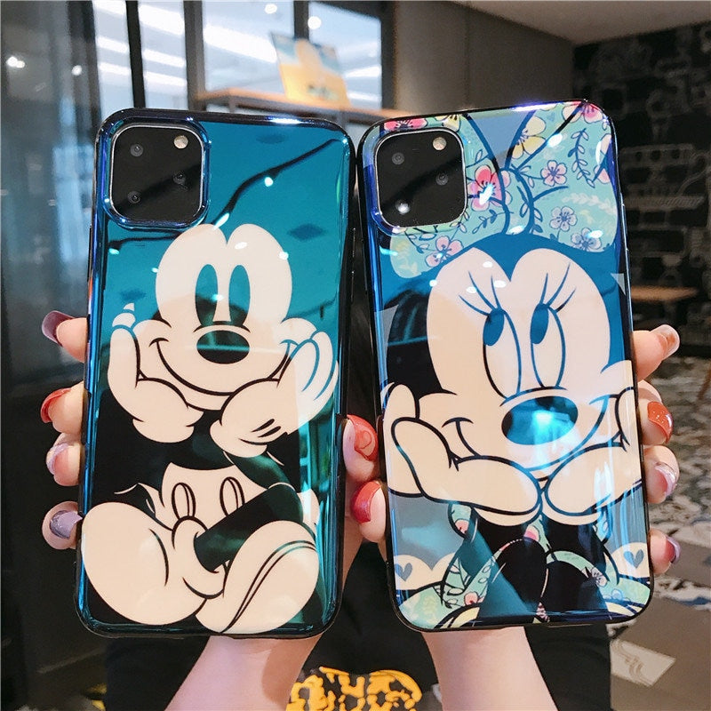 Cute Mickey Minnie Cartoon Glass Case