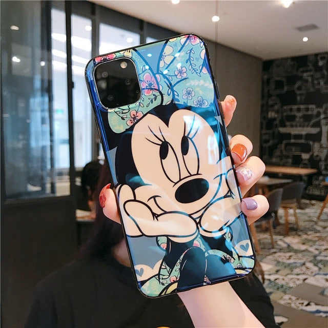 Cute Mickey Minnie Cartoon Glass Case