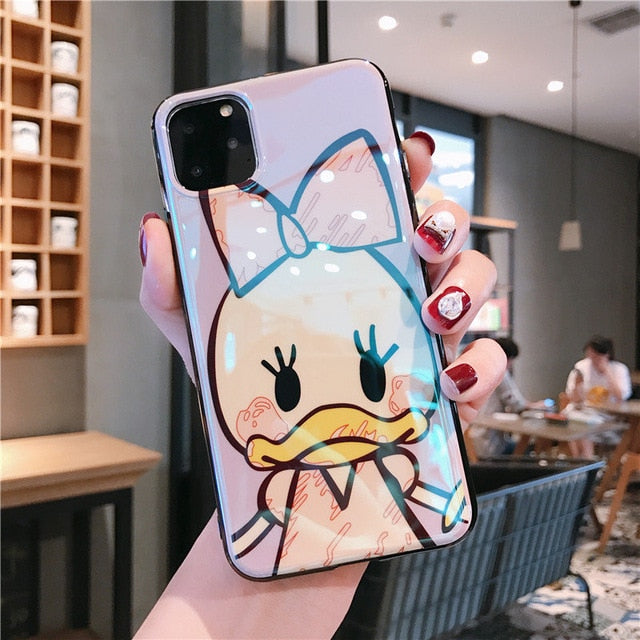Cute Mickey Minnie Cartoon Glass Case