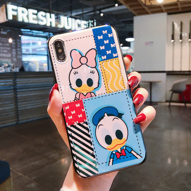 Cute Mickey Minnie Cartoon Glass Case