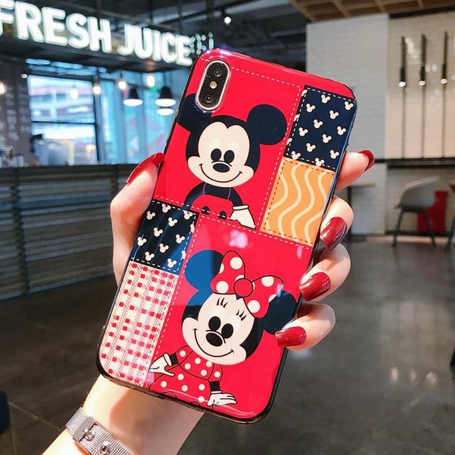 Cute Mickey Minnie Cartoon Glass Case