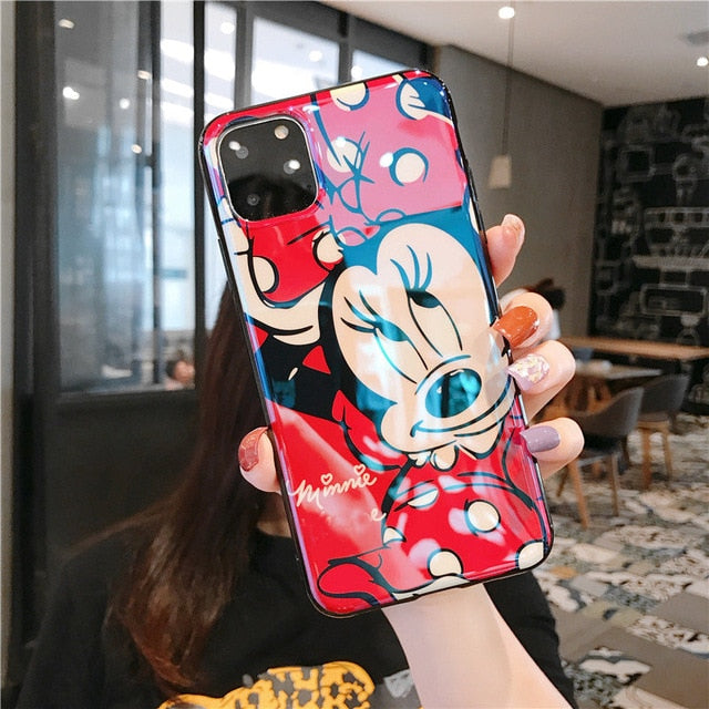 Cute Mickey Minnie Cartoon Glass Case