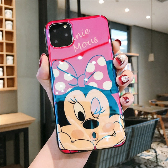 Cute Mickey Minnie Cartoon Glass Case