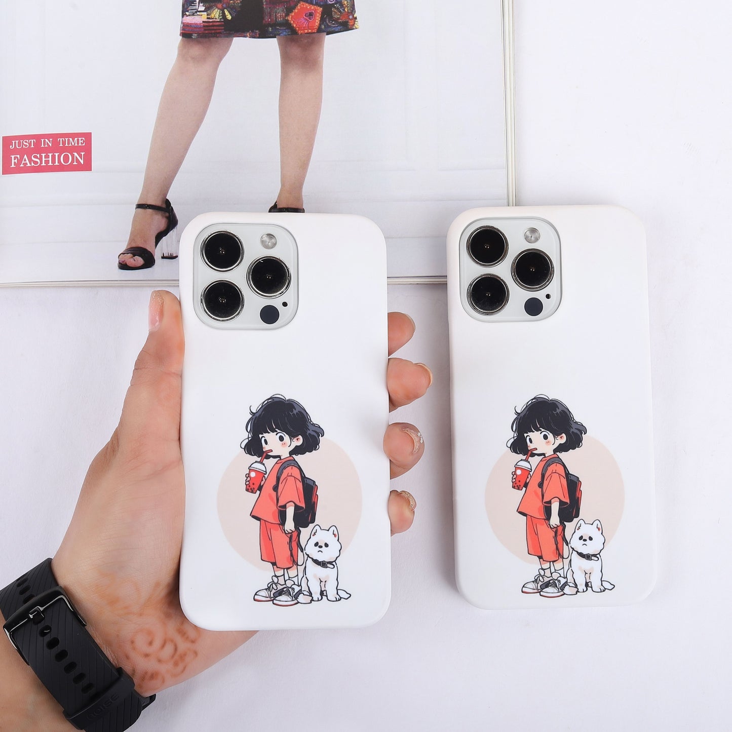 The Cute Girl with Dog Customised Slim Case