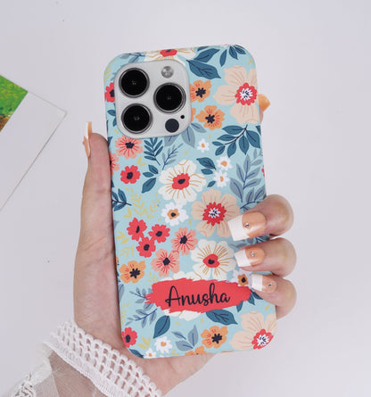 Floral Pattern With Customized Text Slim Case