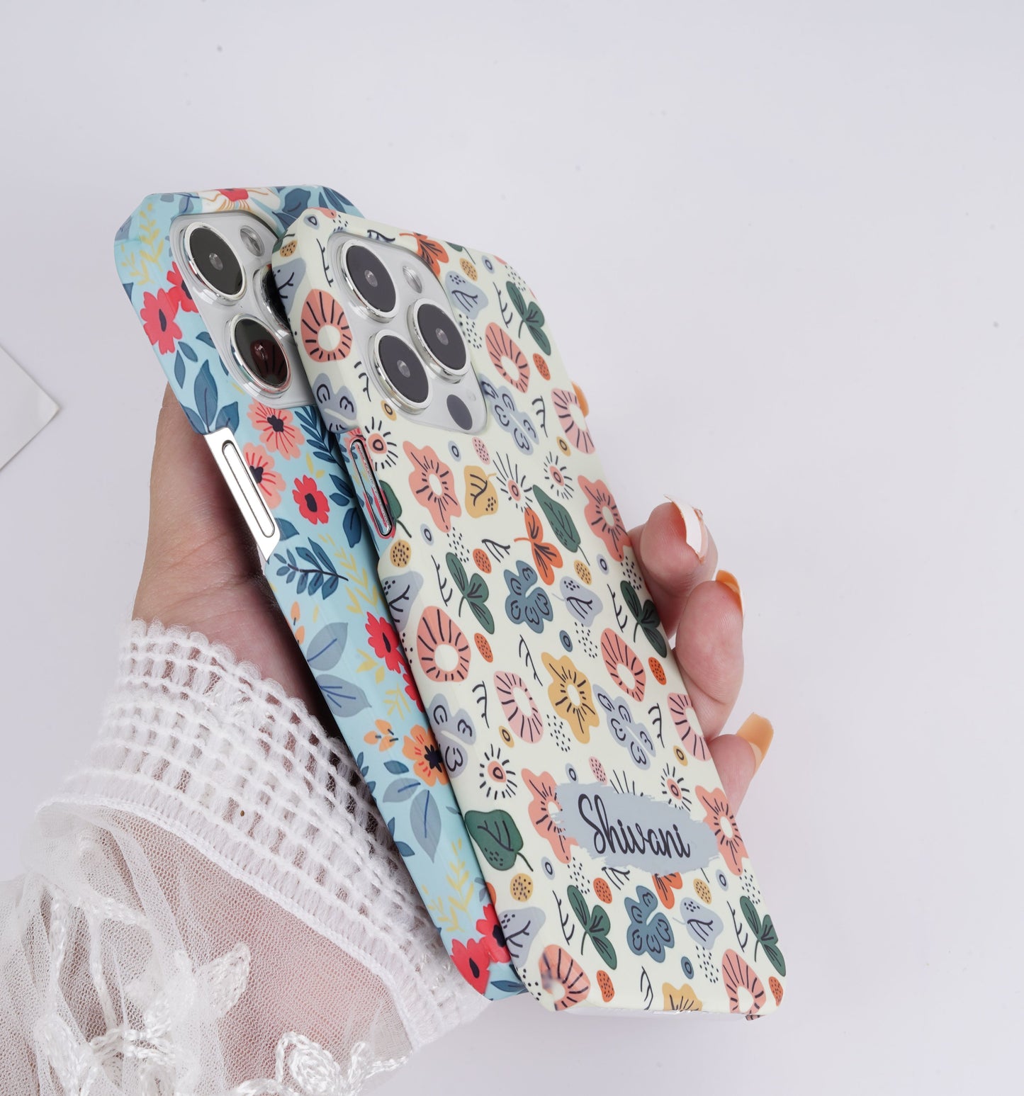 Floral Pattern With Customized Text Slim Case