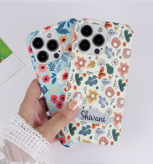 Floral Pattern With Customized Text Slim Case