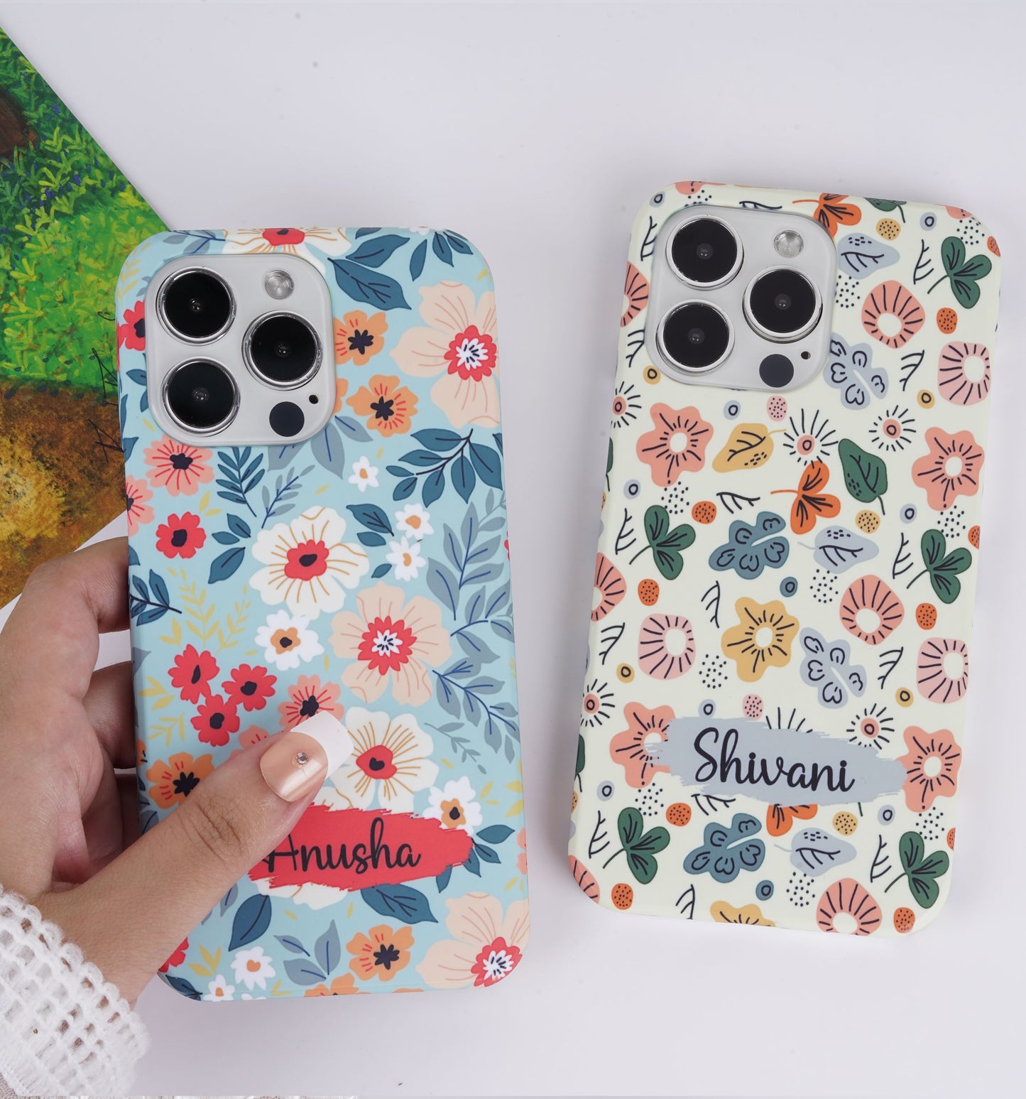 Floral Pattern With Customized Text Slim Case