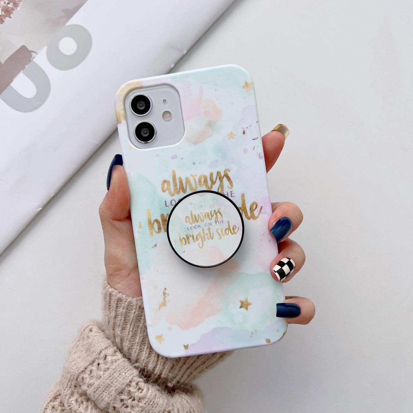 Text On Marble Slim Case Cover With Holder