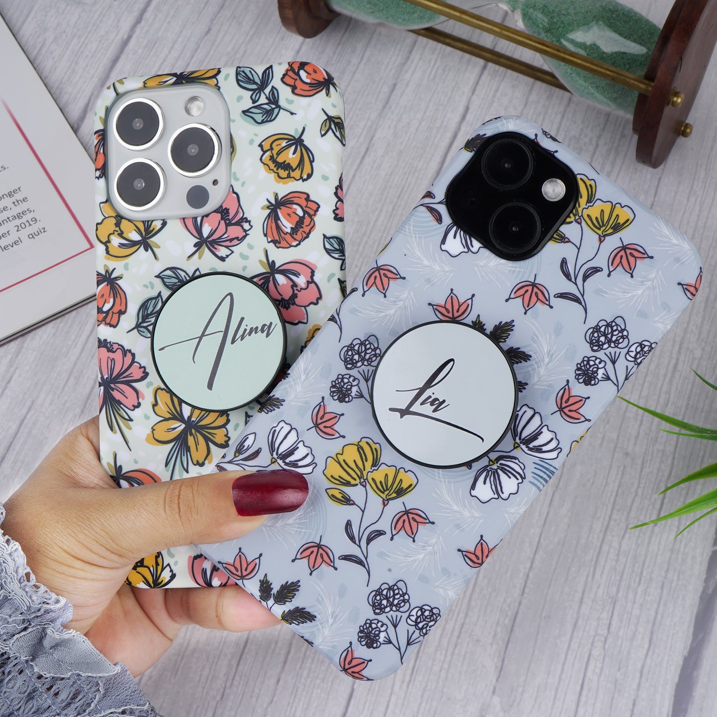 Spring Floral Slim Case Cover With Customised Holder