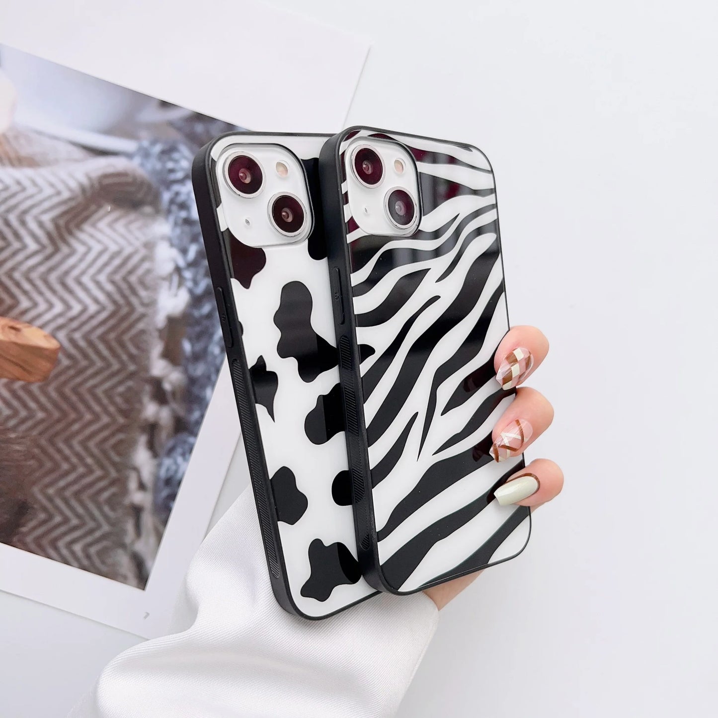 Moo Moo Pattern Glass Case Cover