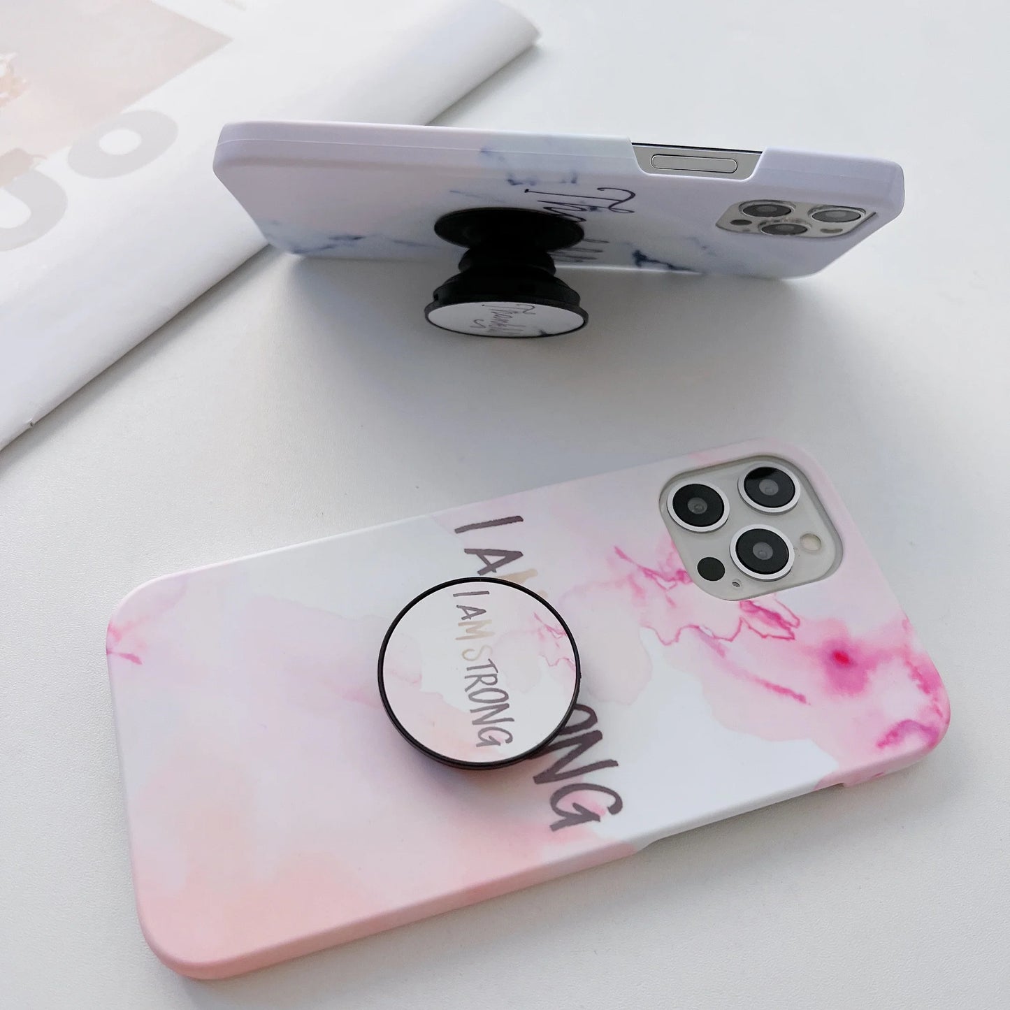 Text On Marble Slim Case Cover With Holder