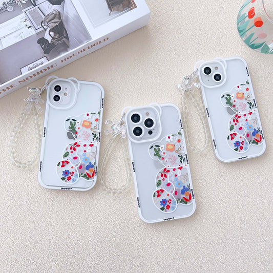 Cute Teddy Style iPhone Silicon Case with Phone Charm
