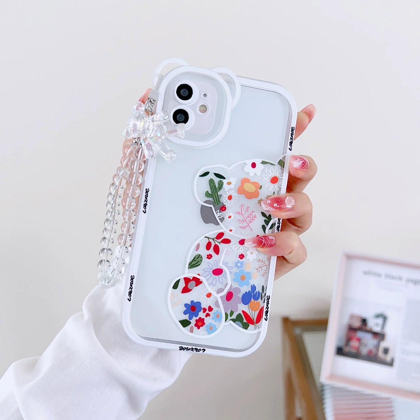 Cute Teddy Style iPhone Silicon Case with Phone Charm