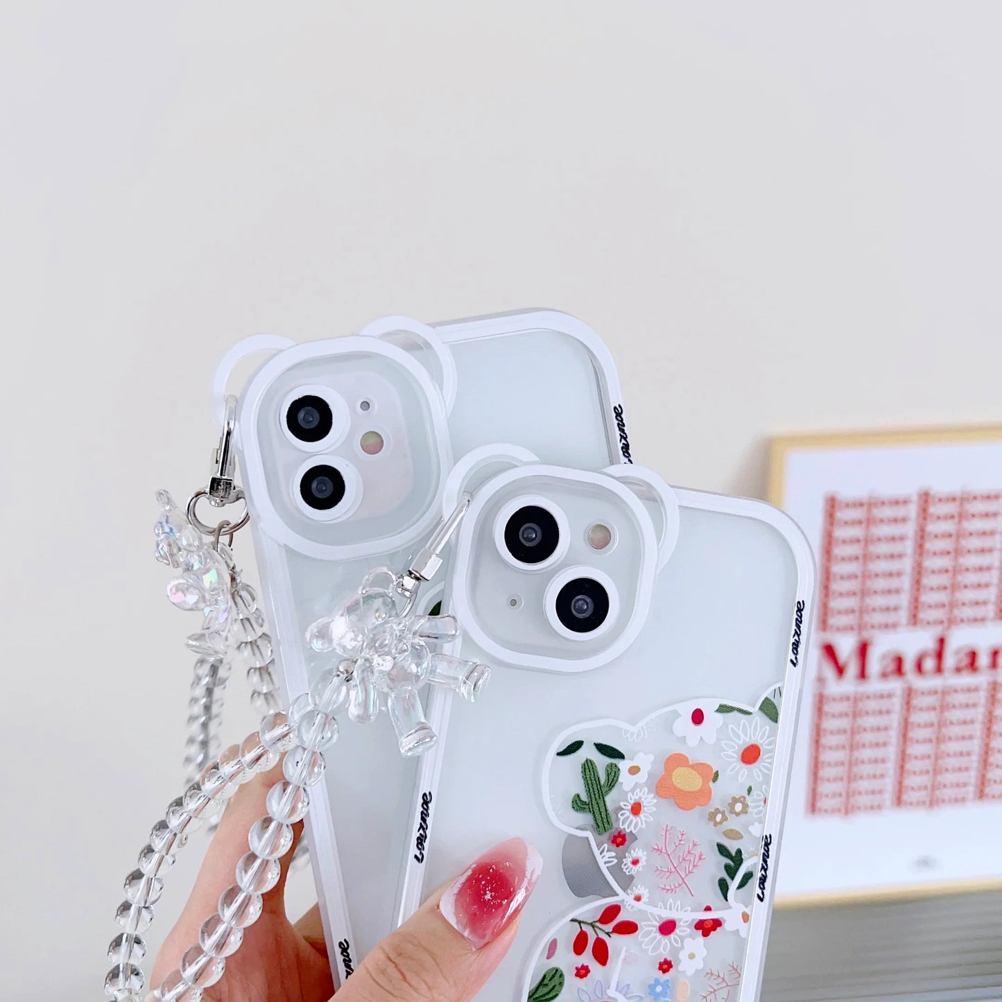 Cute Teddy Style iPhone Silicon Case with Phone Charm