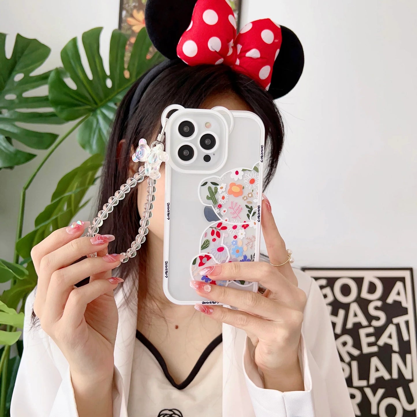 Cute Teddy Style iPhone Silicon Case with Phone Charm