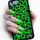 Green Leopard Design Glass Case Cover