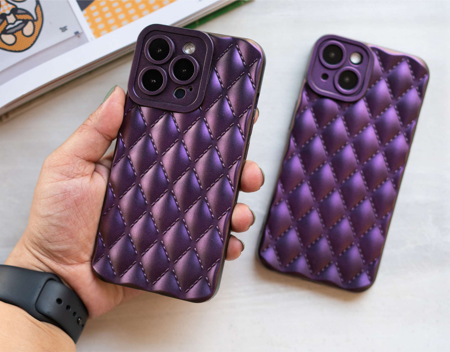 Luxury Purple Puffer Case With Camera Protection