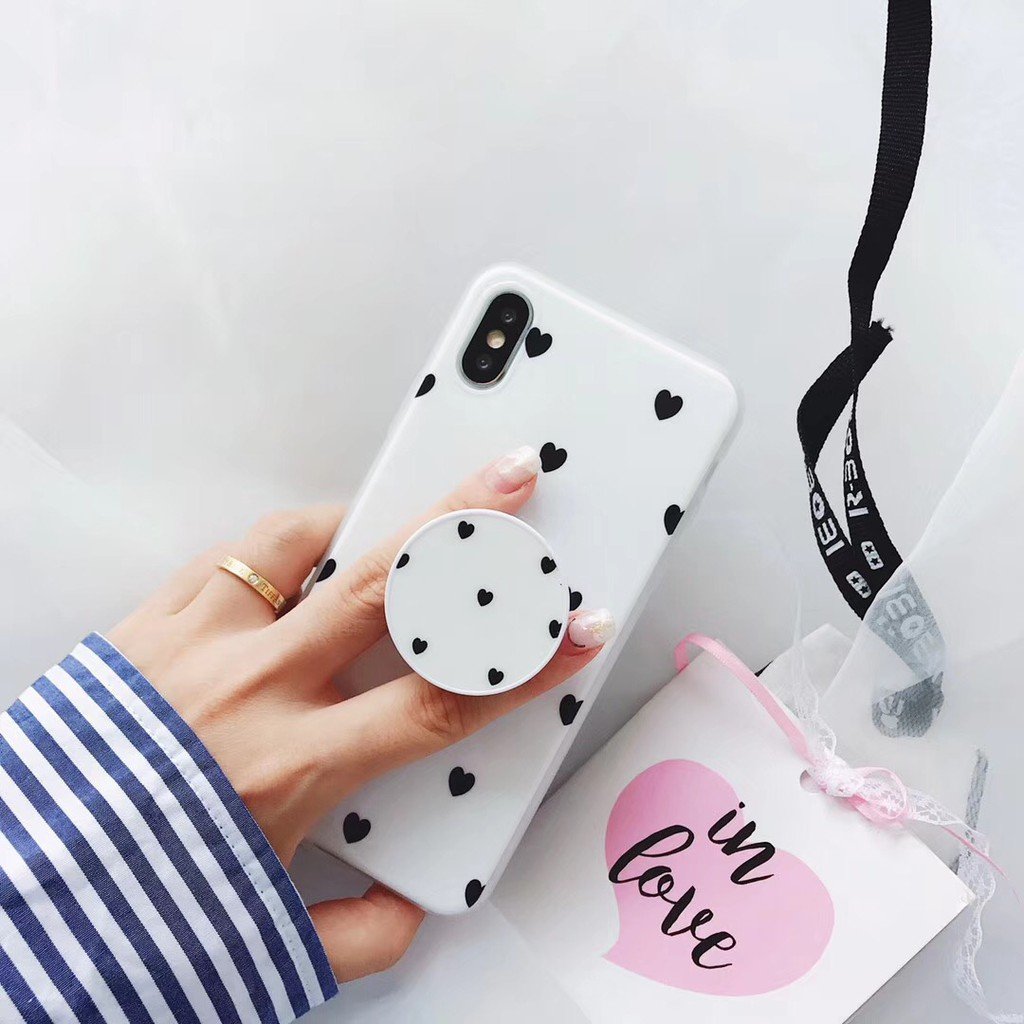 The Black And White Heart Pattern Slim Case Cover With Holder