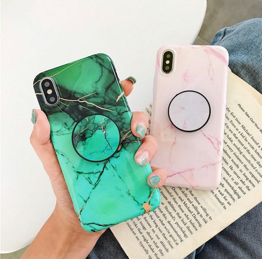 Green Marble And Pink Marble Slim Case Cover With Holder