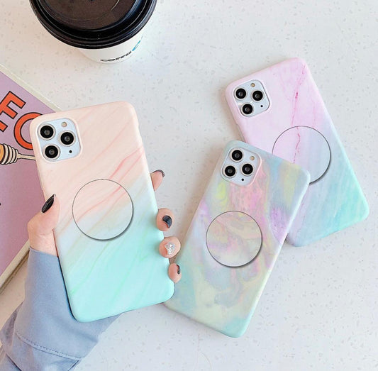 The Pink And Peach Gradient Marble Slim Case Cover With Holder